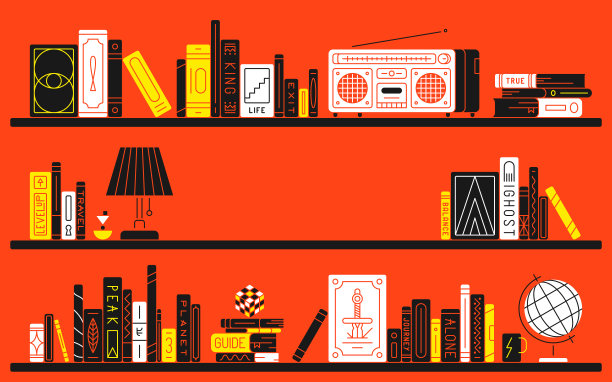 一个书架的矢量背景插图与一个空的中心。背景图书馆，教育，学习，阅读，研究，休闲的理念。图片下载