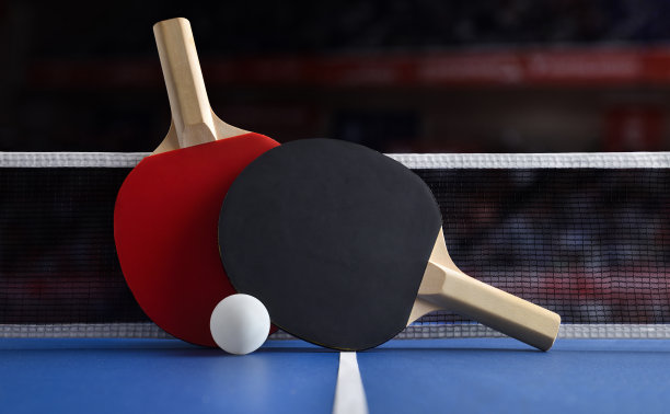 专业乒乓球套装，有球拍、球和场地图片下载