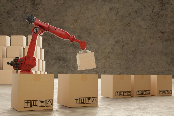 机器人手臂工业技术手臂机器人人工智能制造箱体产品制造业产品出口进口未来产品食品化妆品服装仓储机械3D渲染非人工智能图片下载