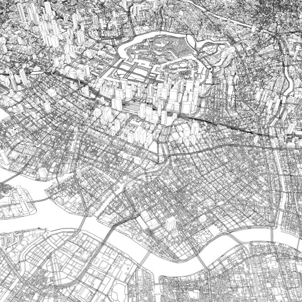 日本东京的城市和城市的3D插图图片下载