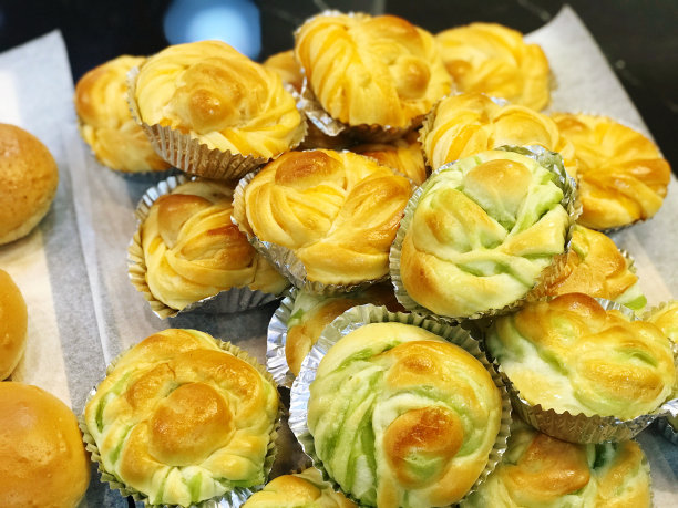 特写照片的面包和烘焙产品纹理图案背景。图片下载