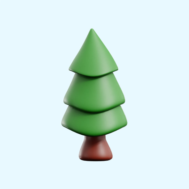 卡通风格的松林绿树三维图标插画渲染设计图片下载