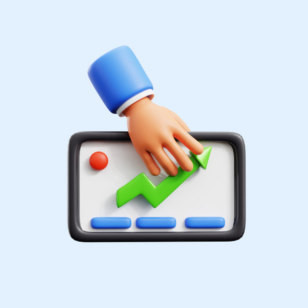 手持平板电脑屏幕的业务表现图表演示3d图标插图渲染设计图片下载