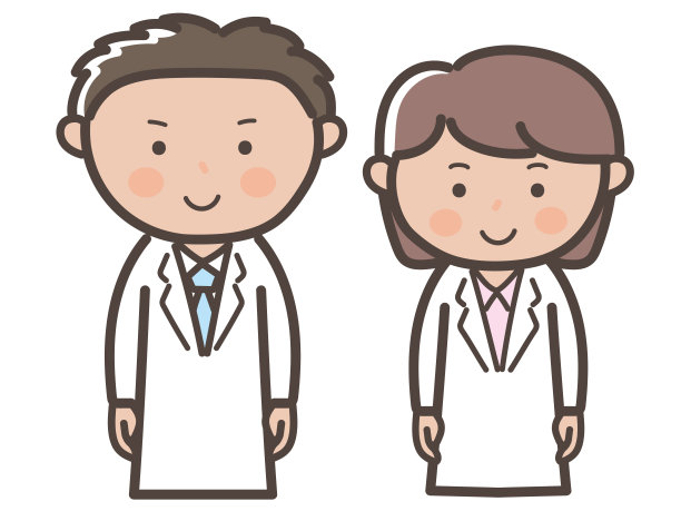 男女医生(护士)面向前方的上半身示意图图片下载