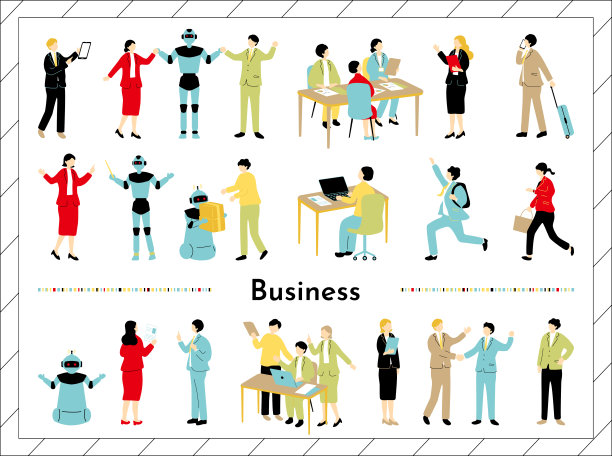 一套商业场景人物插画图片下载