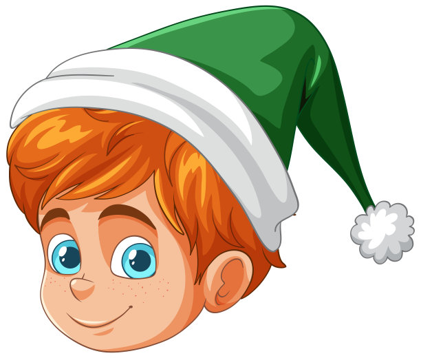 快乐男孩配绿帽子插画图片下载
