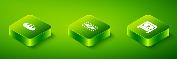 设定等距俄罗斯卢布钞票，乌尚卡和面包面包图标。向量图片下载