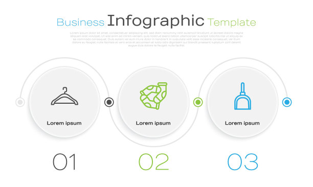 集线衣架衣橱，袜子和簸箕。业务信息图表模板。向量图片下载