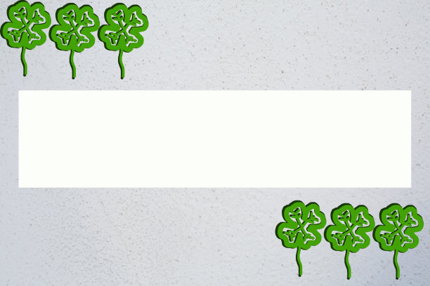 左上角和右下角的三个绿色四翼纸的图片，中间有复制空间。灰色背景。好运的象征。天然健康新鲜的理念。花卉设计。插图图片下载