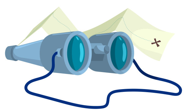 双筒望远镜和地图与目的地-业务战略和规划图片下载