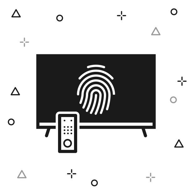 指纹电视。白色背景图标图片下载