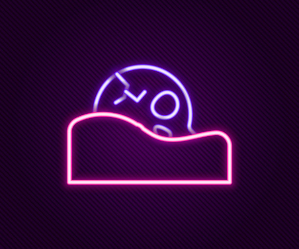 发光的霓虹线人类头骨在地面图标孤立的黑色背景。色彩缤纷的轮廓概念。向量图片下载