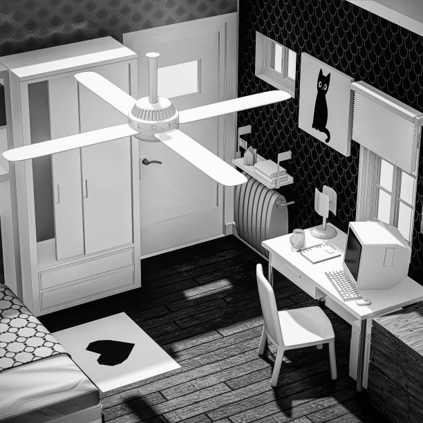 舒适的阁楼房间孤立在白色背景图片下载