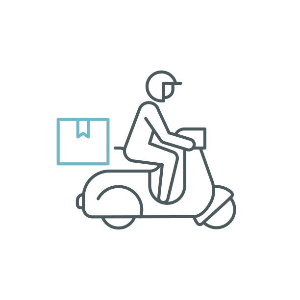 摩托车快递双色线图标设计与可编辑的笔触。图片下载