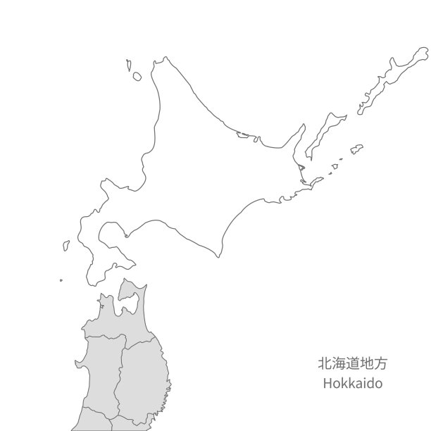 北海道地区，时尚的北海道及周边地区地图图片下载