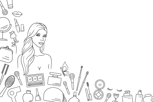 时尚博客，美容院，水疗中心，美发师，或健康中心的矢量美容背景。图片下载