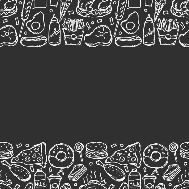 美国食品框架。用美国食物图标涂鸦插图。快餐背景图片下载