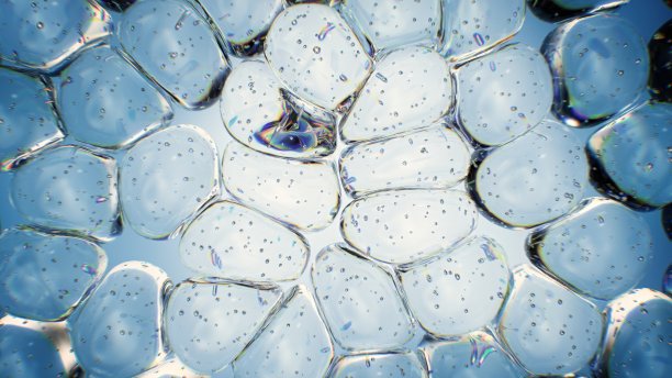 连接在一起的透明玻璃球，类似泡沫中的气泡图片下载