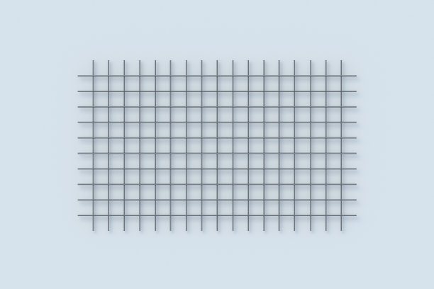 灰色背景上混凝土装甲的金属网格。强化钢筋。施工技术。钢丝网。工业设备。前视图。三维渲染图片下载