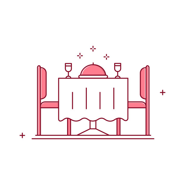 餐厅餐桌，餐厅，晚餐，餐桌，美食，食品服务，外出就餐，用餐时间，用餐体验矢量图标设计图片下载