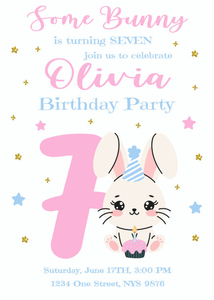 生日邀请卡设计与数字和兔子图片下载