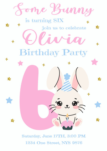 生日邀请卡设计与数字和兔子图片下载