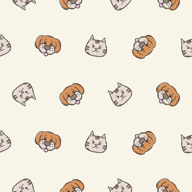 无缝图案的狗和猫。可编辑的矢量背景兽医服务，志愿者，宠物店图片下载