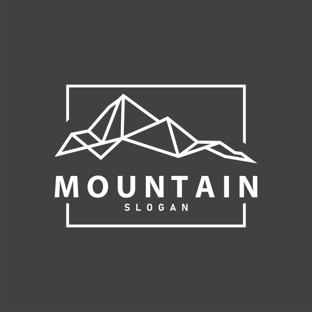 山自然景观标志简单的极简主义设计，矢量插图符号模板图片下载