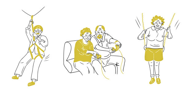 一组涂鸦画与活跃的高级人员图片下载