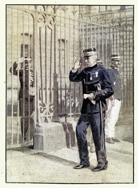 法国历史，将军敬礼，德雷福斯事件。雷恩审判(Ille-et-Vilaine)。1899年,Boisdeffre图片下载