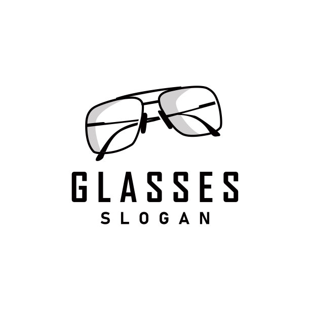 黑色轮廓设计的眼镜标志与现代潮流的简单时尚寺庙插图图片下载