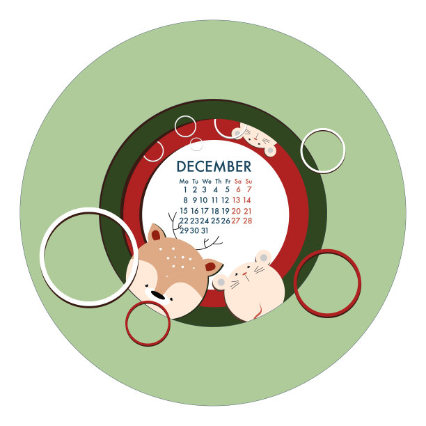 孩子们可爱的日历，有有趣的老鼠和鹿，为2025年12月的纸质风格的早期规划图片下载