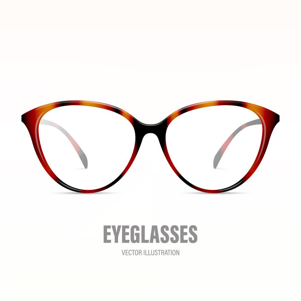 矢量3d现实豹圆框架眼镜隔离。采购产品太阳镜，镜头，眼镜在前视图。设计模板的光学和眼镜品牌概念图片下载