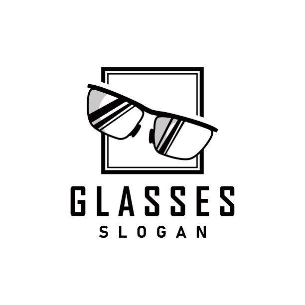 黑色轮廓设计的眼镜标志与现代潮流的简单时尚寺庙插图图片下载