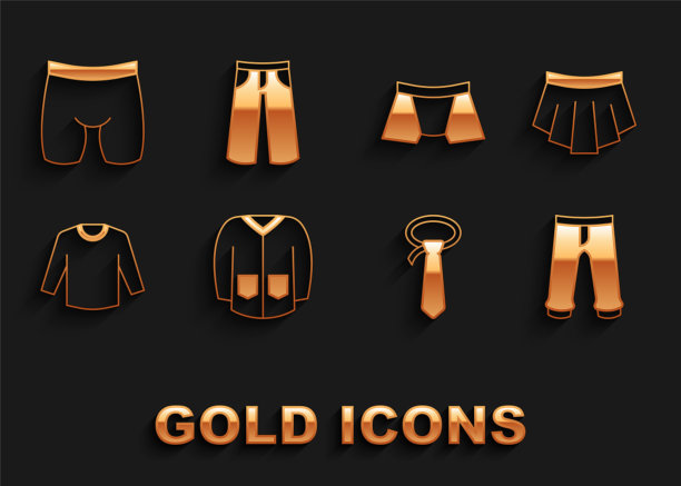 集毛衣，裙子，裤子，领带，男人内裤，自行车短裤和图标。向量图片下载