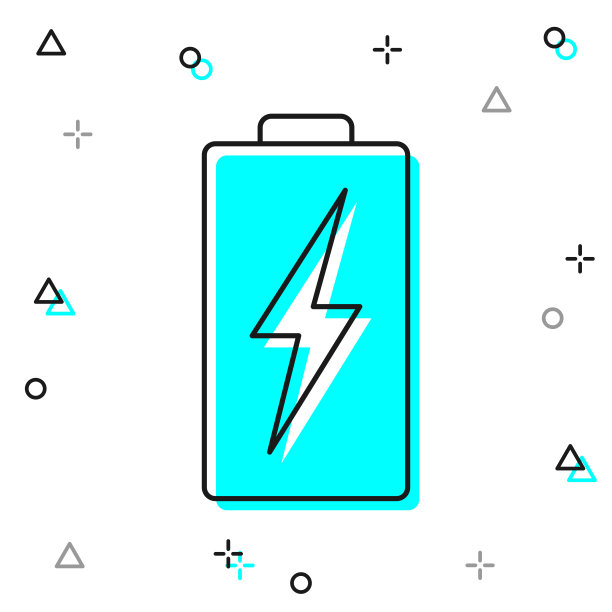 电池充电。白色背景上的线图标图片下载