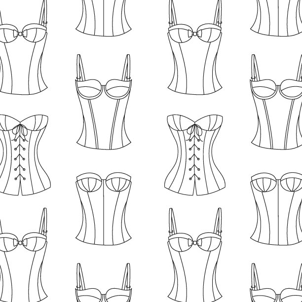 紧身胸衣集合，矢量无缝图案线背景图片下载