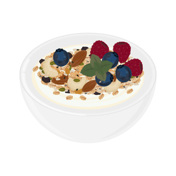 白色碗里的什锦麦片图片下载