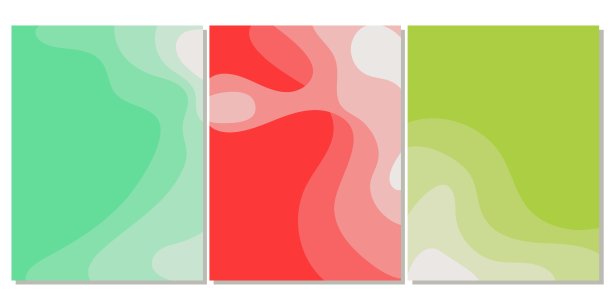 矢量模板集，用于社交网络上的帖子，具有现代极简主义拼贴风格的地球层次有机形式的抽象组成，用于您的装饰，红色图片下载