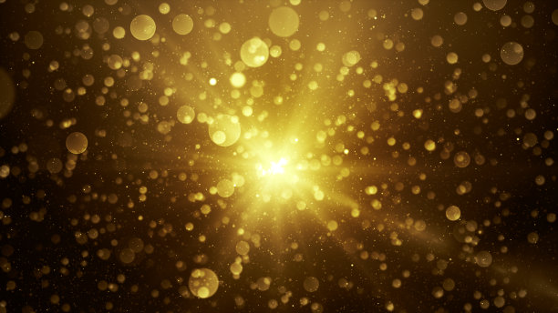 明亮的金色散景效果与辐射光爆发，理想的节日，庆祝活动，或神奇的背景，3d渲染图片下载