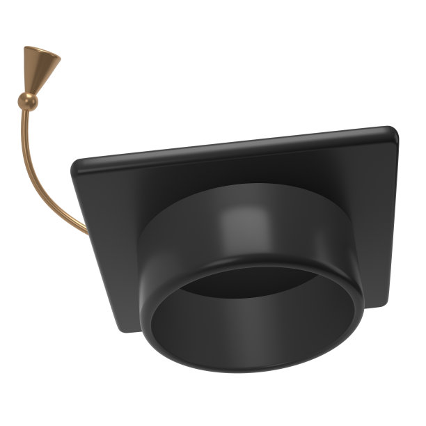 三维飞毕业黑色帽子。学校图标。帽子在空中。毕业于大学或学院。教育、培训、知识概念卡通插画图片下载