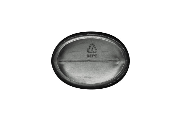 深灰色HDPE塑料隔离在白色背景。用过的塑料洗涤剂瓶的底部。图片下载