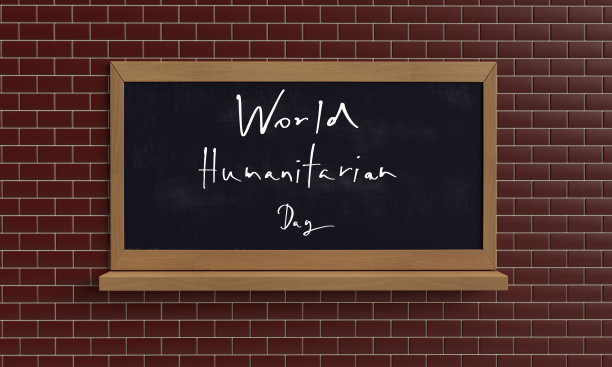 世界人道主义日文字字体书法手写字黑板砖墙国际社会人类支持帮助希望事件志愿者国家团体全球意识概念。三维渲染图片下载