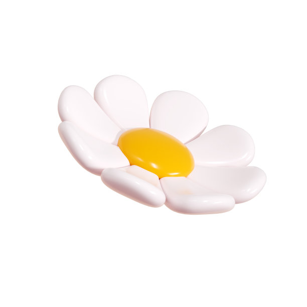 雏菊塑料花卡通图标3d渲染插图。图片下载