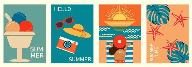 一套复古的夏季海报图片下载