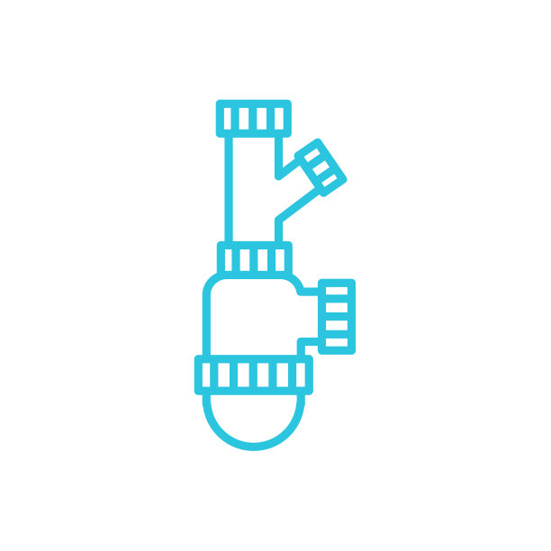 易于维护水槽虹吸管与洗碗机连接器。孤立在白色背景上。从蓝色图标集。图片下载