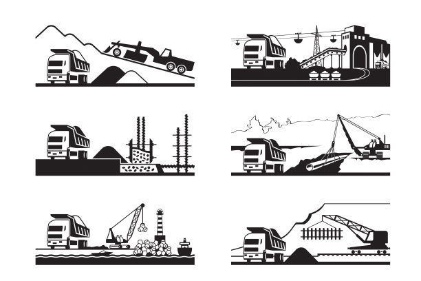 自卸卡车和不同的行业图片下载