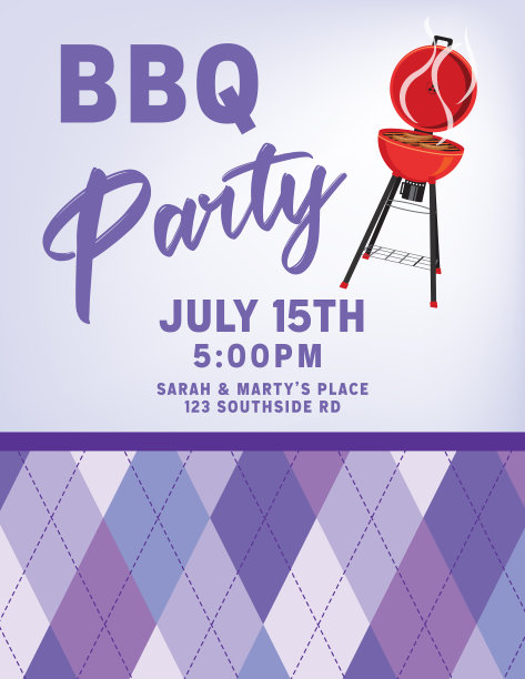 菱形花纹烧烤请柬图片下载