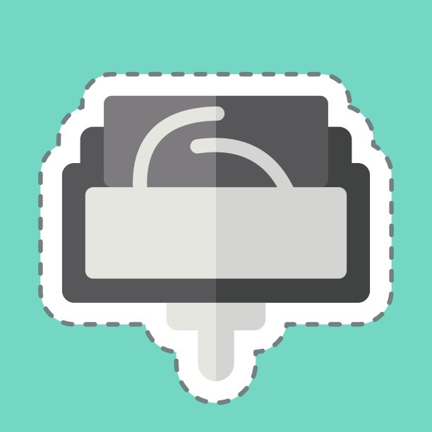 在织物上粘贴线切卷纹。与缝纫有关的符号。简单的设计说明图片下载