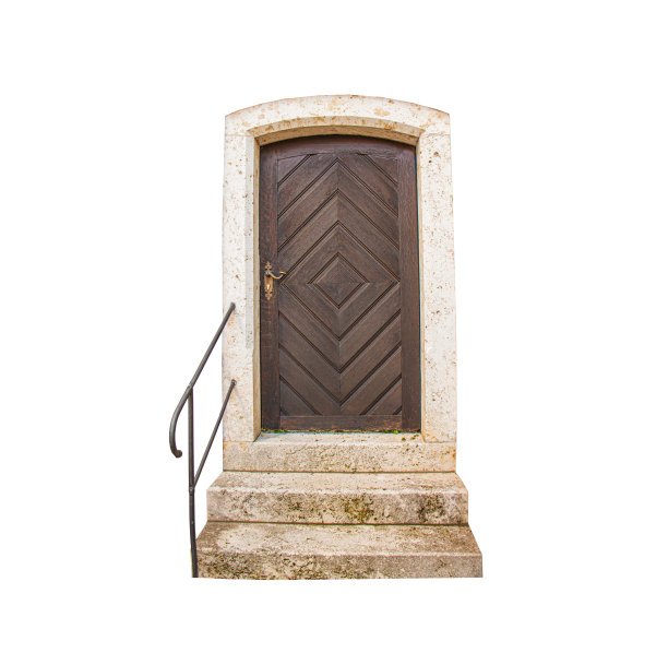 白色背景上的旧木门图片下载